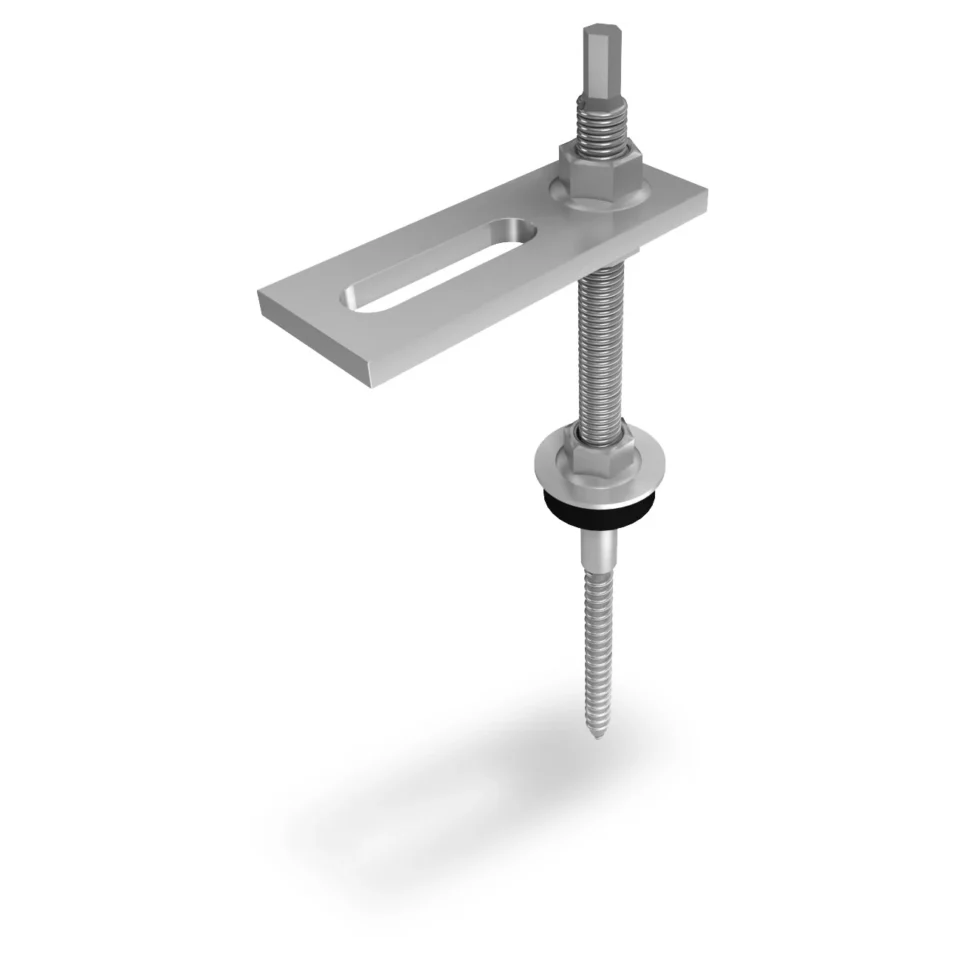K2 2000125 Stockschraube M12×300, vormontiert mit Adapterblech und Faserzementdichtung, für Holz-Unterkonstruktion