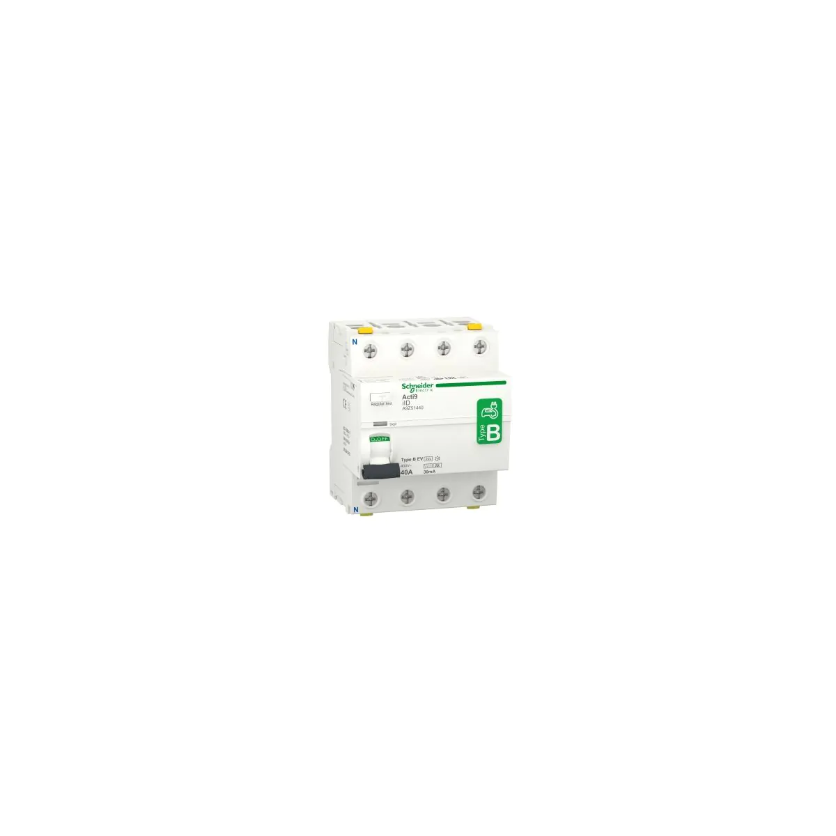 Schneider Electric (RCCB), Acti9, ID, 4P, 40A, Type B-EV, 30mA A9Z51440